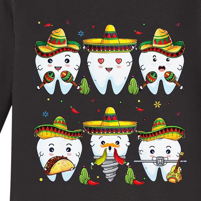 Cinco De Mayo Dental Squad Cinco De Mexican Fiesta Mexican Baby Long Sleeve Bodysuit