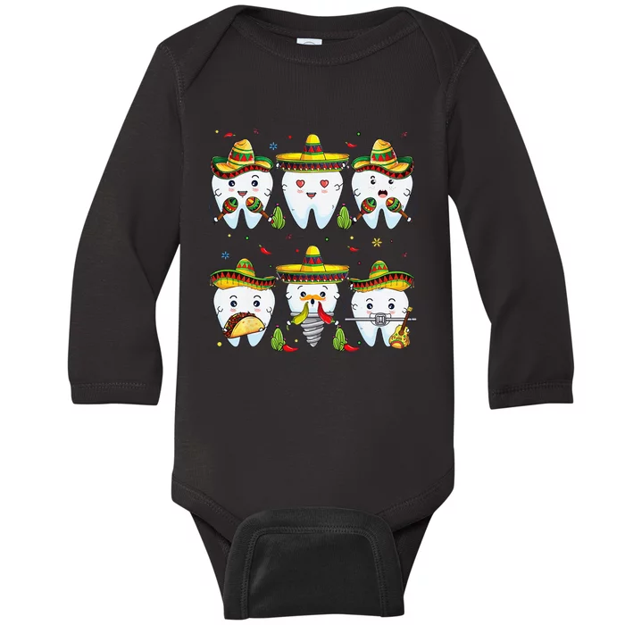 Cinco De Mayo Dental Squad Cinco De Mexican Fiesta Mexican Baby Long Sleeve Bodysuit