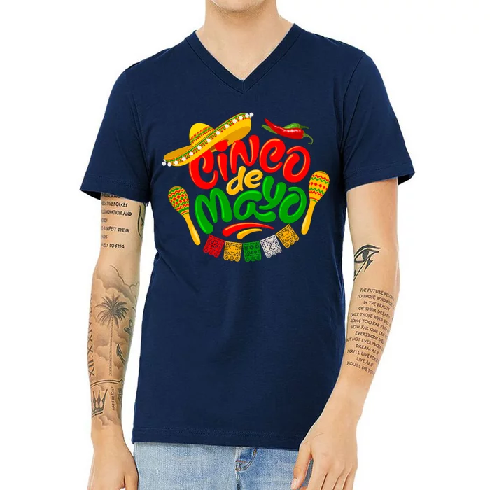 Cinco De Mayo Fiesta Celebration V-Neck T-Shirt