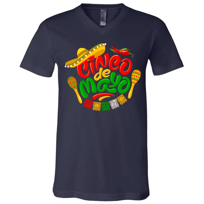 Cinco De Mayo Fiesta Celebration V-Neck T-Shirt