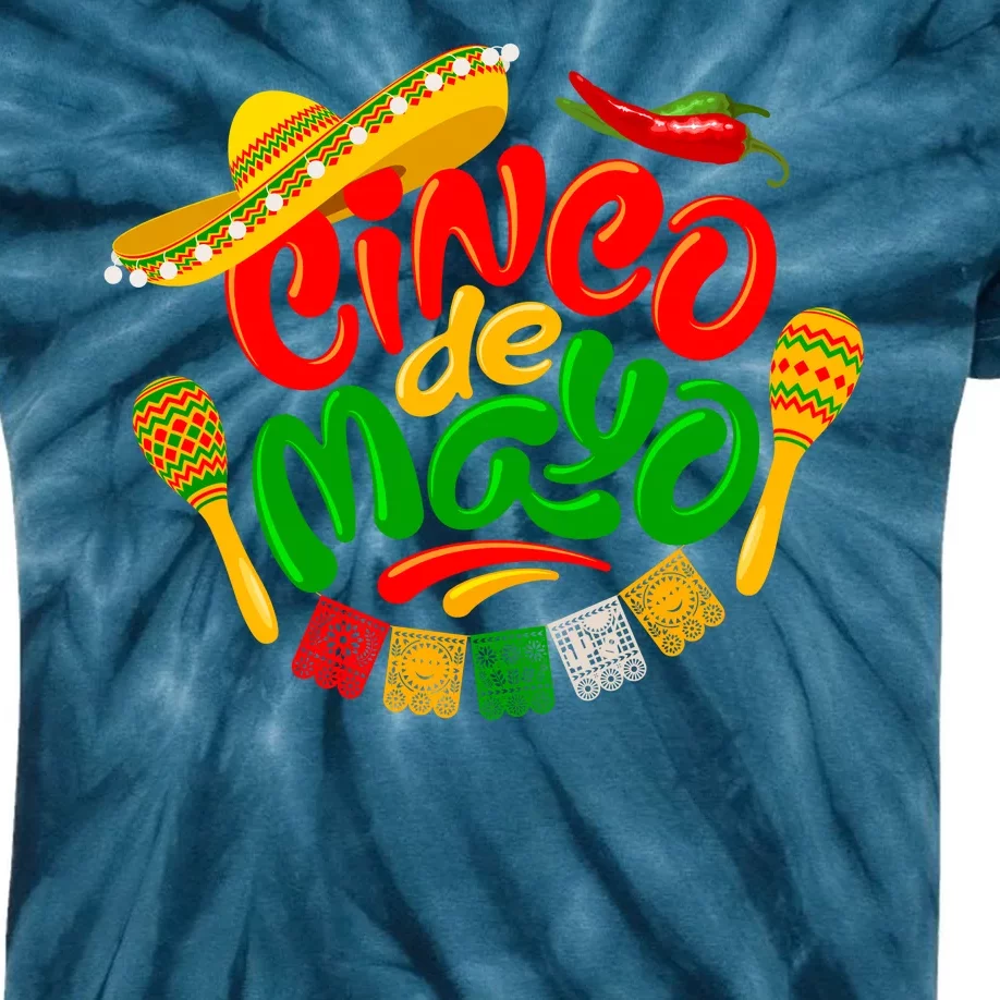 Cinco De Mayo Fiesta Celebration Kids Tie-Dye T-Shirt