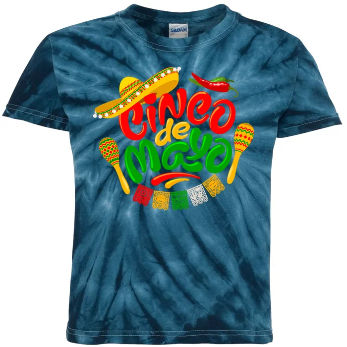 Cinco De Mayo Fiesta Celebration Kids Tie-Dye T-Shirt