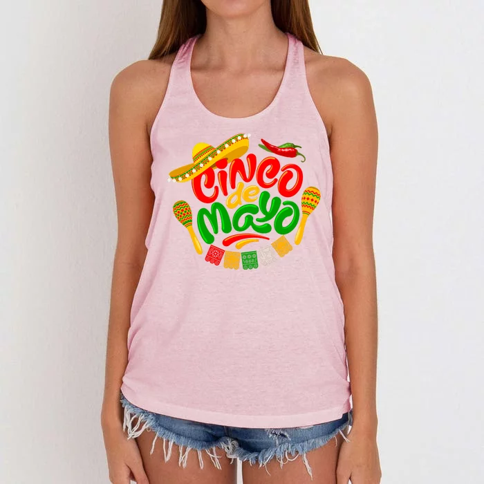 Cinco De Mayo Fiesta Celebration Women's Knotted Racerback Tank