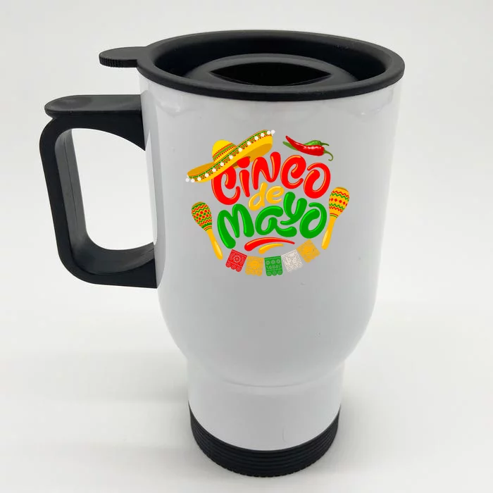 Cinco De Mayo Fiesta Celebration Front & Back Stainless Steel Travel Mug