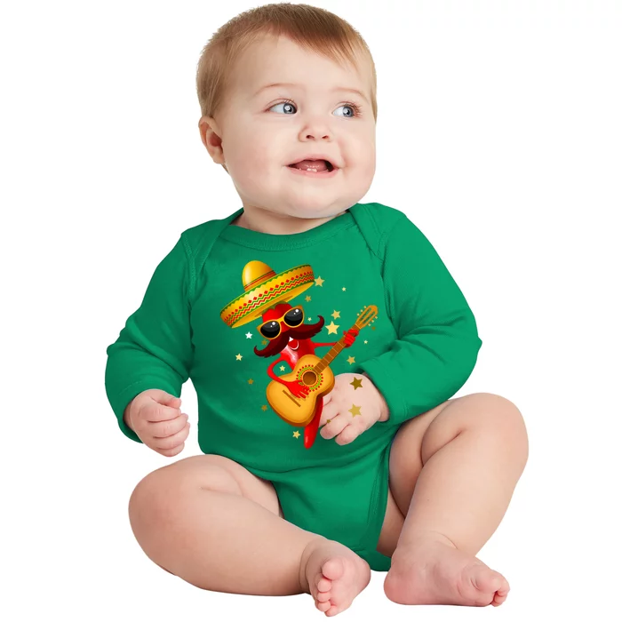 Cinco De Mayo Spicy Chili Pepper Fiesta Baby Long Sleeve Bodysuit