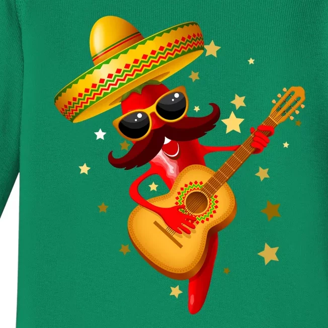 Cinco De Mayo Spicy Chili Pepper Fiesta Baby Long Sleeve Bodysuit