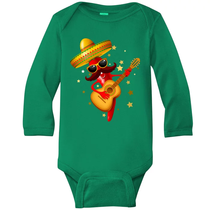 Cinco De Mayo Spicy Chili Pepper Fiesta Baby Long Sleeve Bodysuit