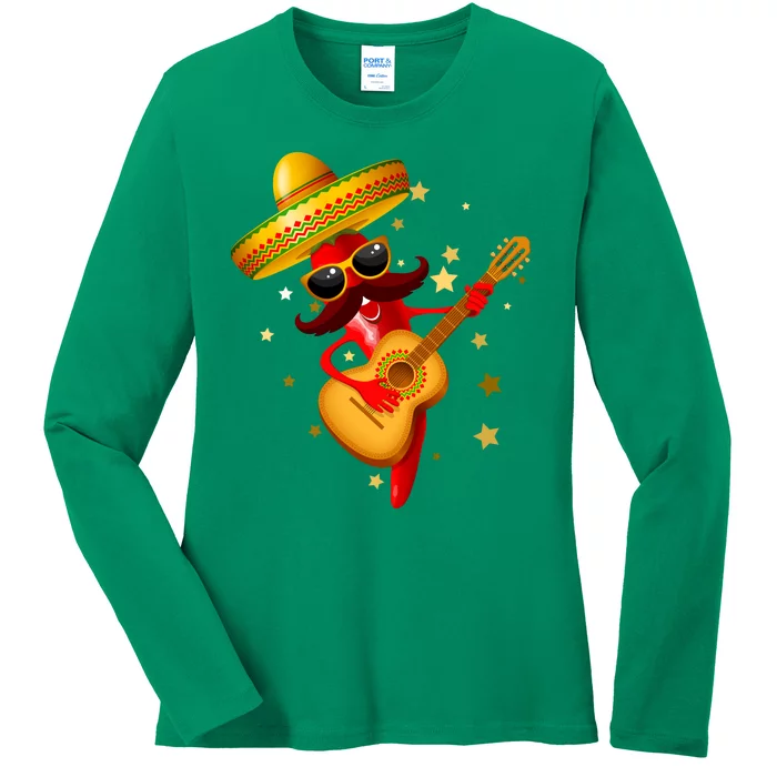 Cinco De Mayo Spicy Chili Pepper Fiesta Ladies Long Sleeve Shirt