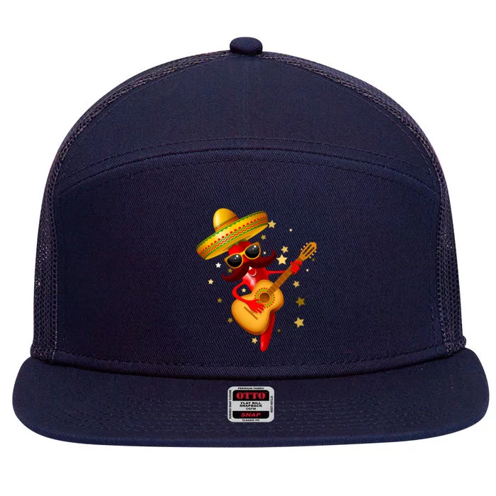 Cinco De Mayo Spicy Chili Pepper Fiesta 7 Panel Mesh Trucker Snapback Hat