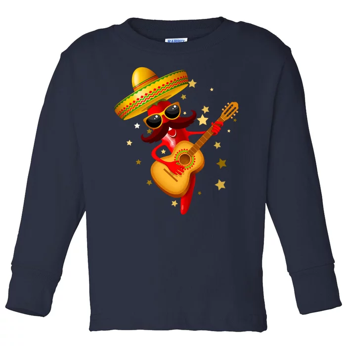 Cinco De Mayo Spicy Chili Pepper Fiesta Toddler Long Sleeve Shirt