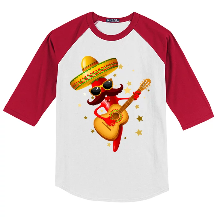 Cinco De Mayo Spicy Chili Pepper Fiesta Kids Colorblock Raglan Jersey