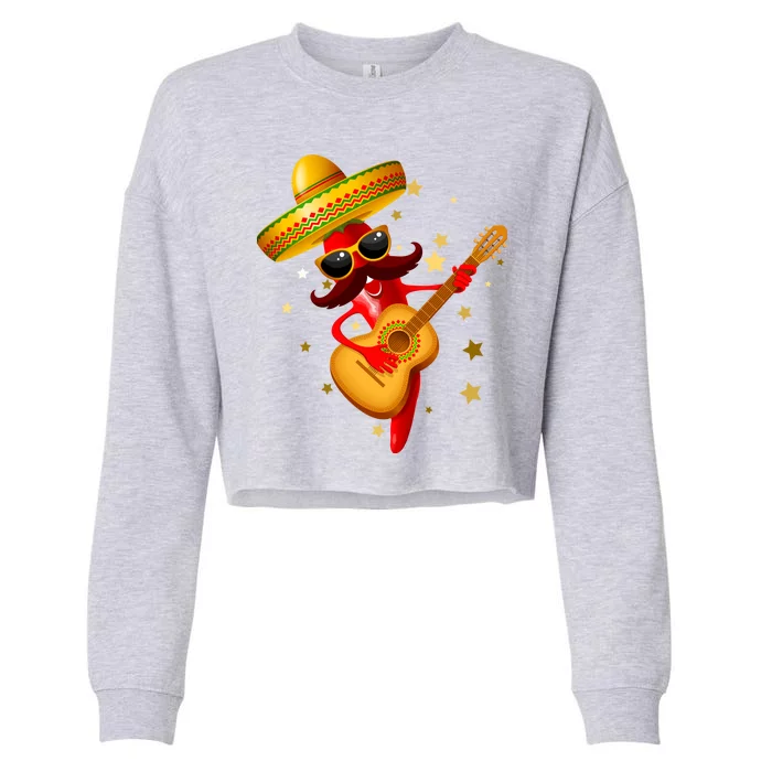 Cinco De Mayo Spicy Chili Pepper Fiesta Cropped Pullover Crew