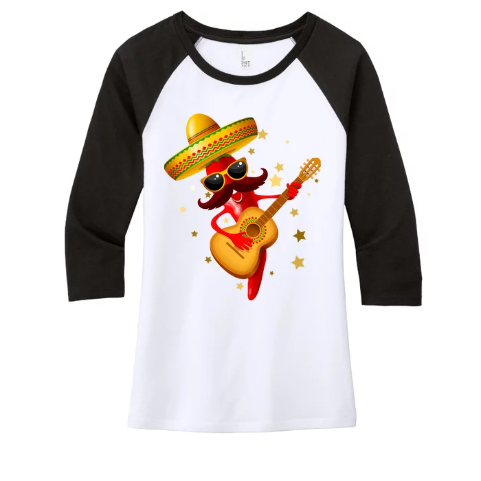 Cinco De Mayo Spicy Chili Pepper Fiesta Women's Tri-Blend 3/4-Sleeve Raglan Shirt