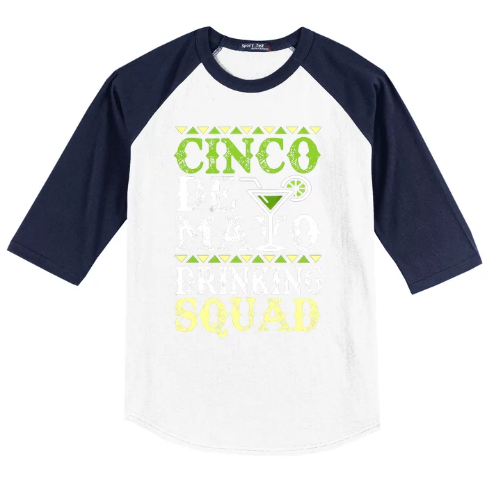 Cinco De Mayo Drinking Squad Baseball Sleeve Shirt