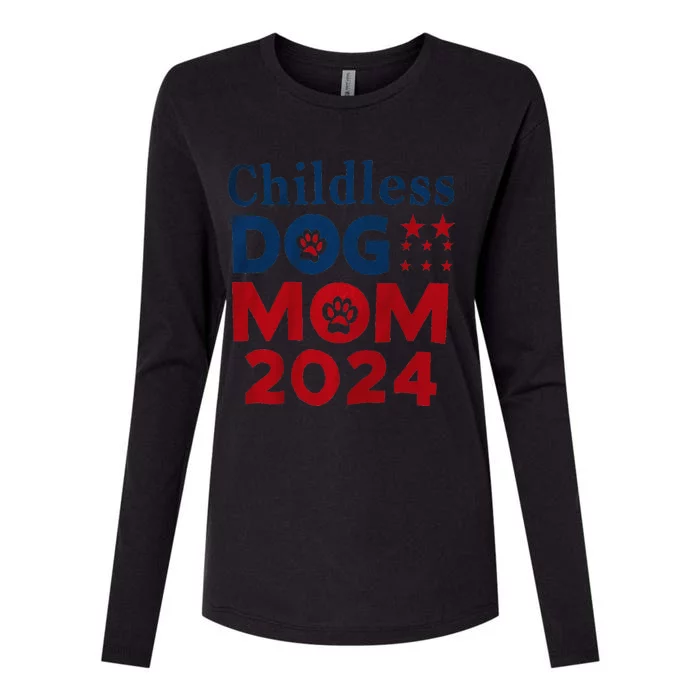 Childless Dog Mom Dog Lady Voting Patriotic Dog Paw Print Womens Cotton Relaxed Long Sleeve T-Shirt