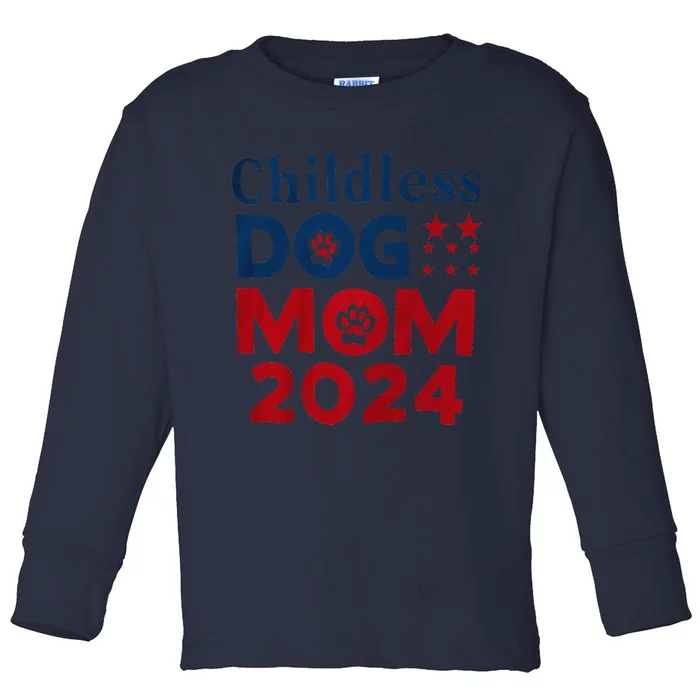 Childless Dog Mom Dog Lady Voting Patriotic Dog Paw Print Toddler Long Sleeve Shirt