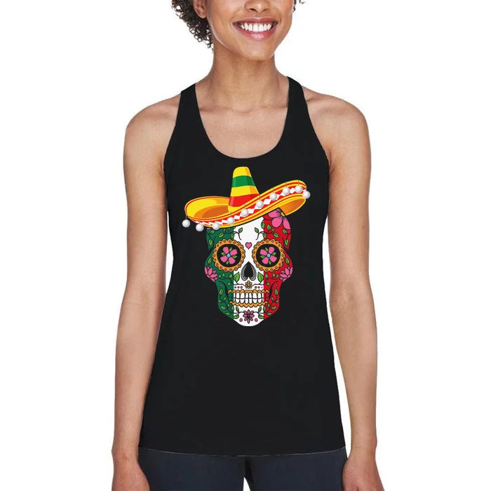 Cinco De Mayo Party Sugar Skull Mexican Fiesta Women's Racerback Tank