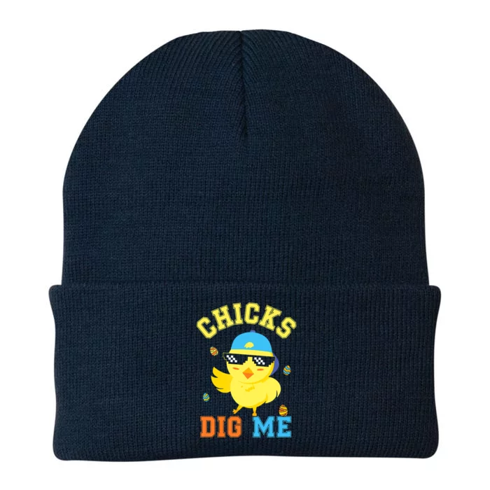 Chicks Dig Me Happy Easter Egg Hunt Funny Knit Cap Winter Beanie