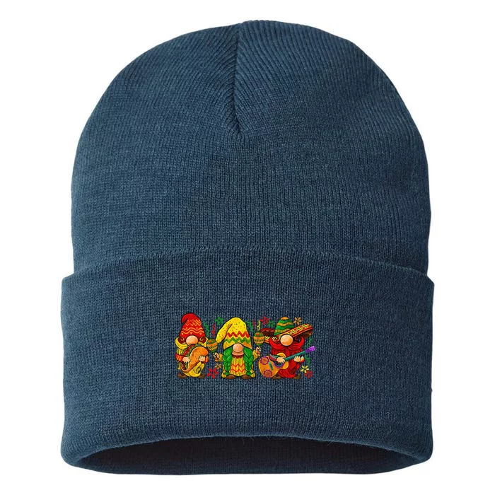 Cinco De Mayo 3 Cute Gnomes Gifts Mexican Party Sustainable Knit Beanie