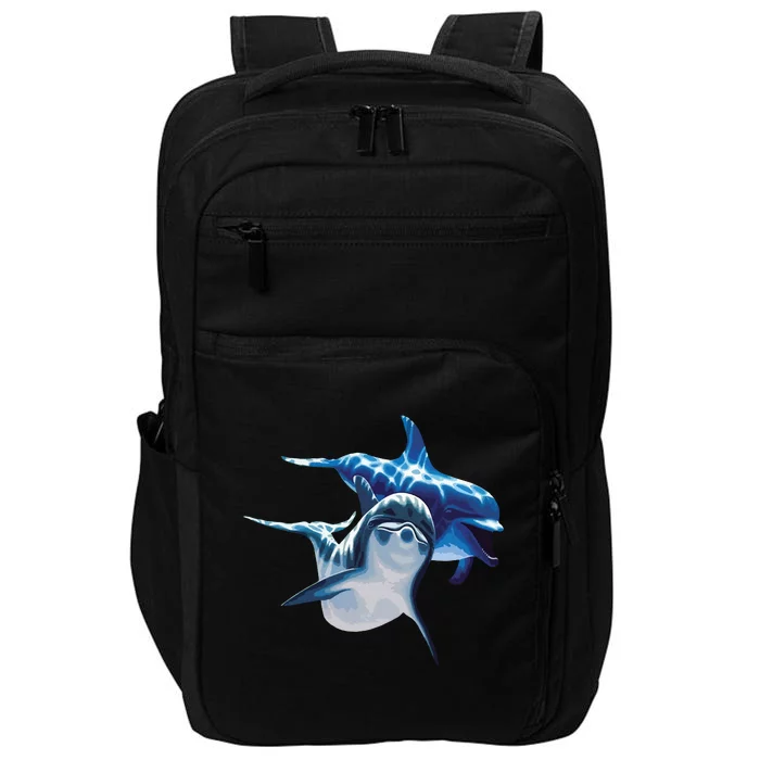 Cute Dolphins Making Splashing Impact Tech Backpack