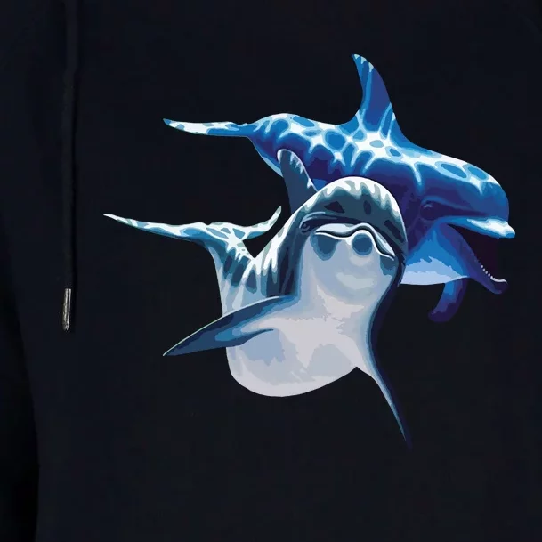 Cute Dolphins Making Splashing Womens Funnel Neck Pullover Hood