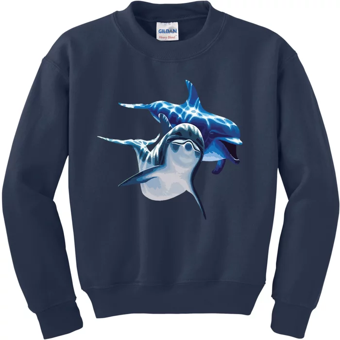 Cute Dolphins Making Splashing Kids Sweatshirt