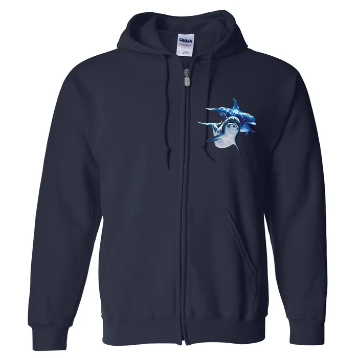 Cute Dolphins Making Splashing Full Zip Hoodie