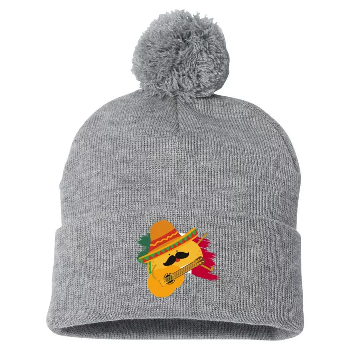 Cinco De Mayo Taco Fiesta Mexico Flag Pom Pom 12in Knit Beanie