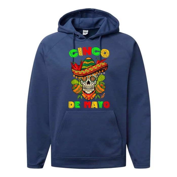 Cinco De Mayo Skull Tee Mexican Fiesta 5 De Mayo Women Men Performance Fleece Hoodie