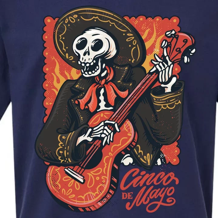 Cinco De Mayo Skeleton Guitar Sueded Cloud Jersey T-Shirt