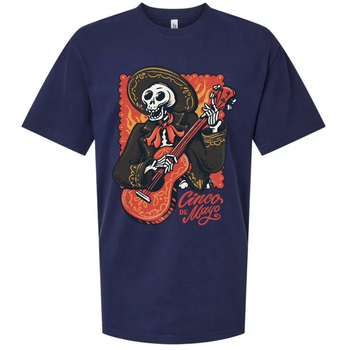 Cinco De Mayo Skeleton Guitar Sueded Cloud Jersey T-Shirt