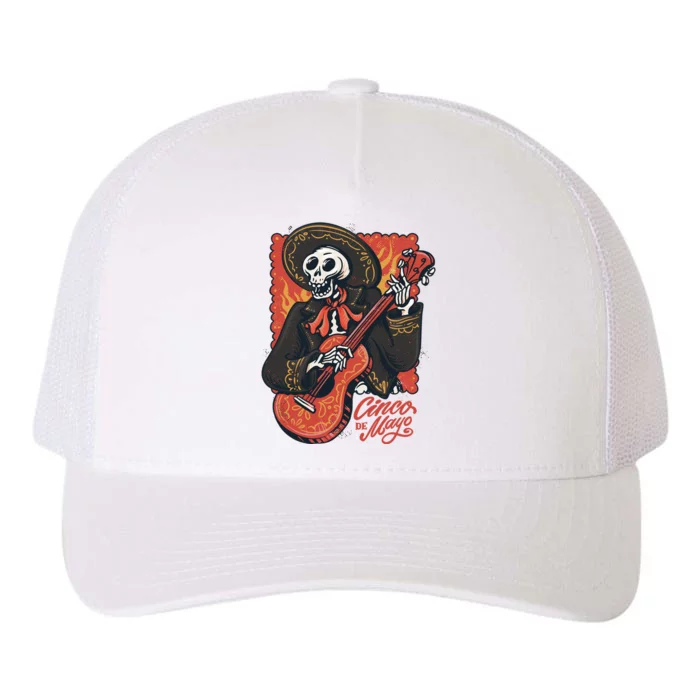 Cinco De Mayo Skeleton Guitar Yupoong Adult 5-Panel Trucker Hat