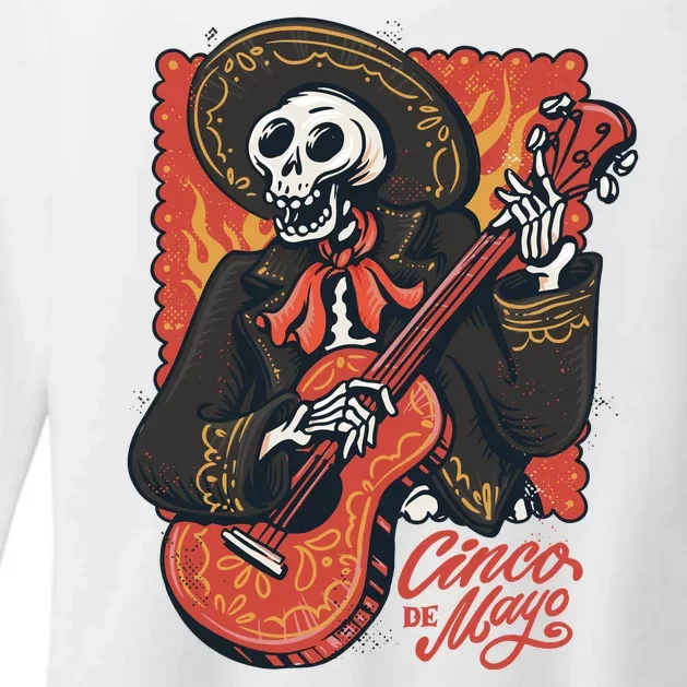 Cinco De Mayo Skeleton Guitar Womens CVC Long Sleeve Shirt