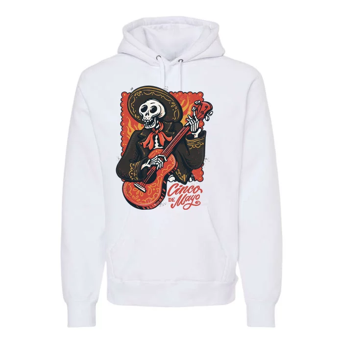 Cinco De Mayo Skeleton Guitar Premium Hoodie