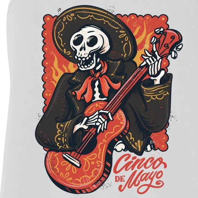 Cinco De Mayo Skeleton Guitar Women's Racerback Tank