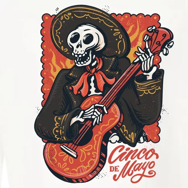 Cinco De Mayo Skeleton Guitar Cropped Pullover Crew