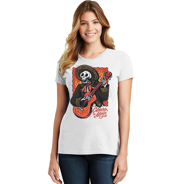 Cinco De Mayo Skeleton Guitar Women's T-Shirt