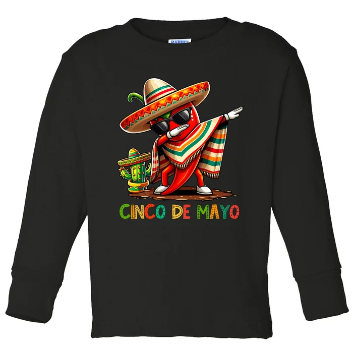 Cinco De Mayo For Mexican Fiesta Chili Toddler Long Sleeve Shirt