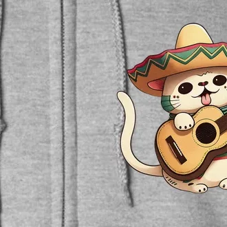 Cinco De Mayo Cat Sombrero Guitar Cute Mexican Cat Women Full Zip Hoodie