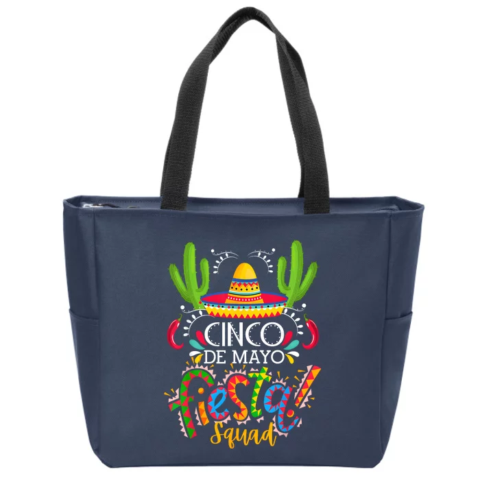 Cinco De Mayo Lets Fiesta Squad 5 De Mayo Mexican Fiesta Zip Tote Bag