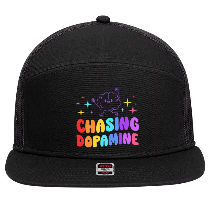 Chasing Dopamine Mental Health Aesthetic 7 Panel Mesh Trucker Snapback Hat