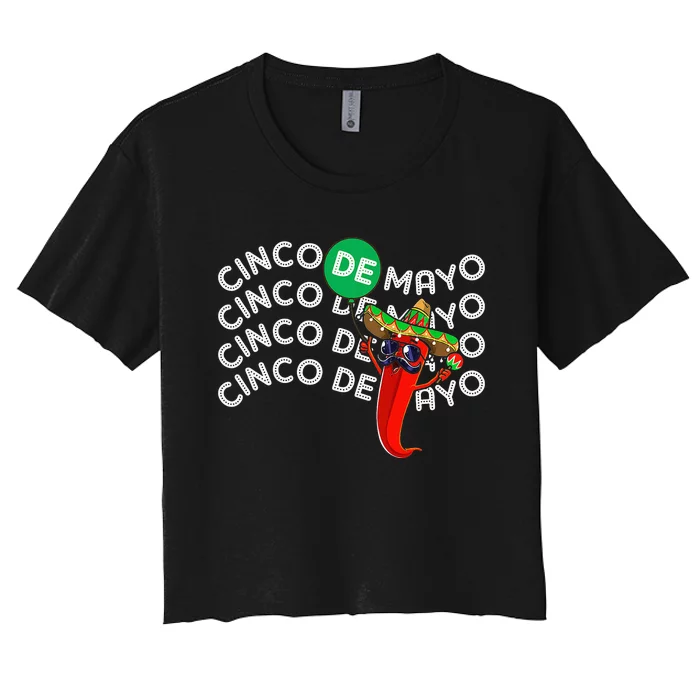 Cinco De Mayo Mexican Let's Fiesta 5 De Mayo Women's Crop Top Tee