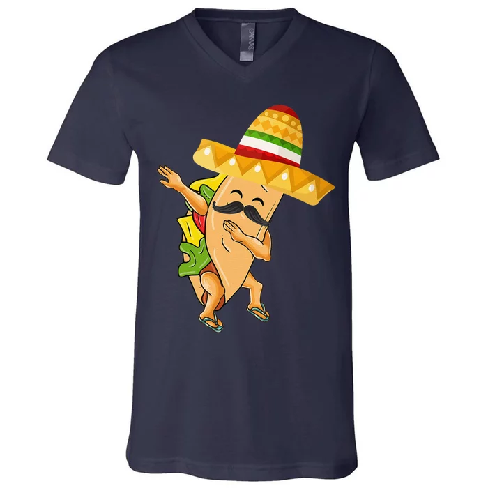 Cinco De Mayo Dabbing Taco Cinco De Mayo Design V-Neck T-Shirt