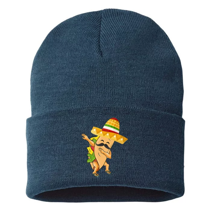 Cinco De Mayo Dabbing Taco Cinco De Mayo Design Sustainable Knit Beanie