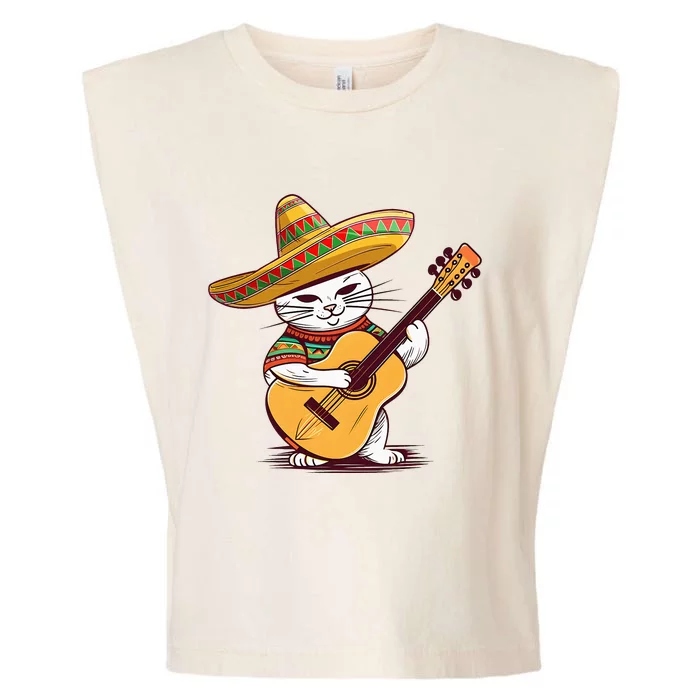 Cinco De Mayo Cat Sombrero Guitar Cute Mexican Cat Classic Garment-Dyed Women's Muscle Tee