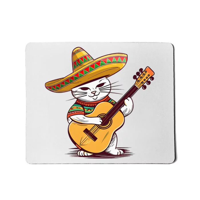 Cinco De Mayo Cat Sombrero Guitar Cute Mexican Cat Classic Mousepad