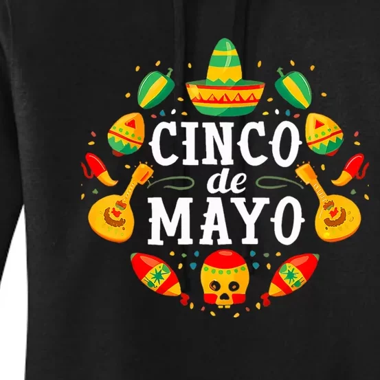 Cinco De Mayo Mexican Taco Guitar Fiesta Cinco De Mayo Women's Pullover Hoodie