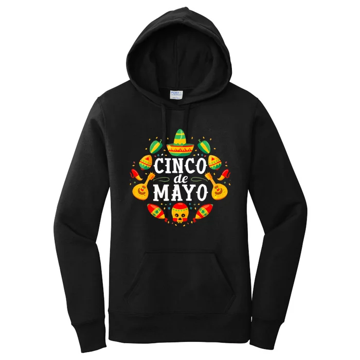 Cinco De Mayo Mexican Taco Guitar Fiesta Cinco De Mayo Women's Pullover Hoodie