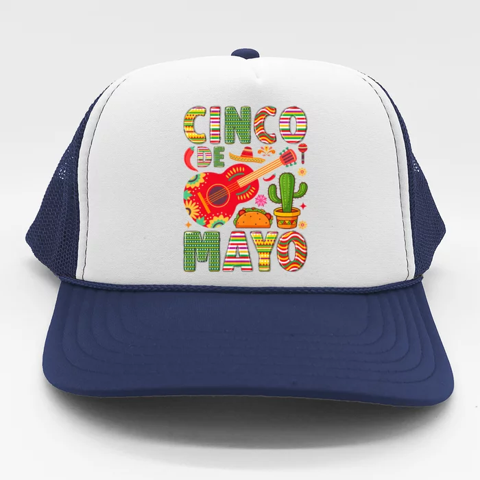 Cinco De Mayo Lets Fiesta Squad 5 De Mayo Mexican Fiesta Trucker Hat