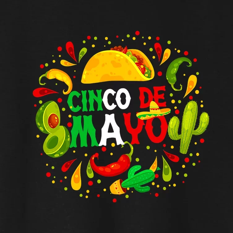 Cinco De Mayo Party Mexican Taco Fiesta Cinco De Mayo Women's Crop Top Tee